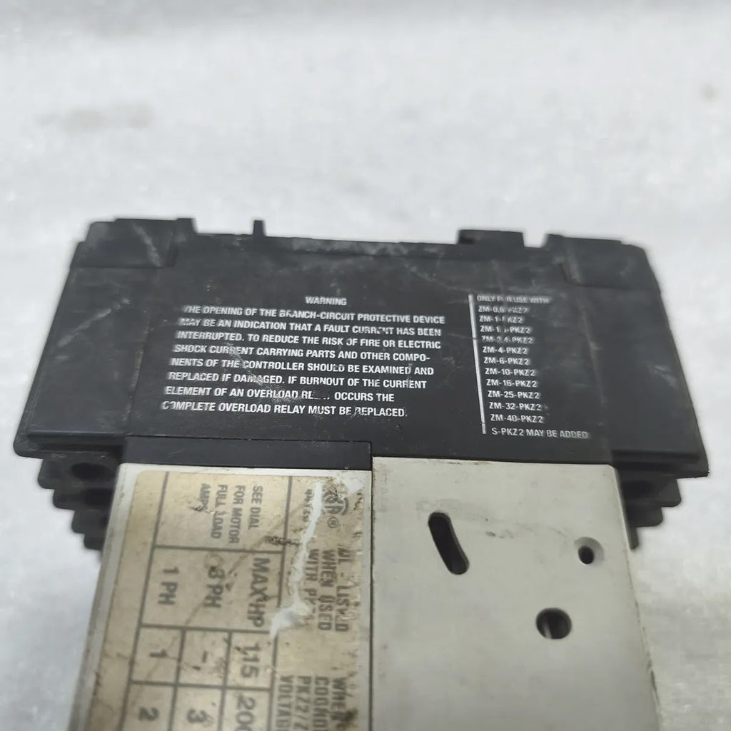 Moeller ZMR-16-PKZ2 Motor Protective Circuit Breaker PKZ2 0.6-40A 600V 3-Pole