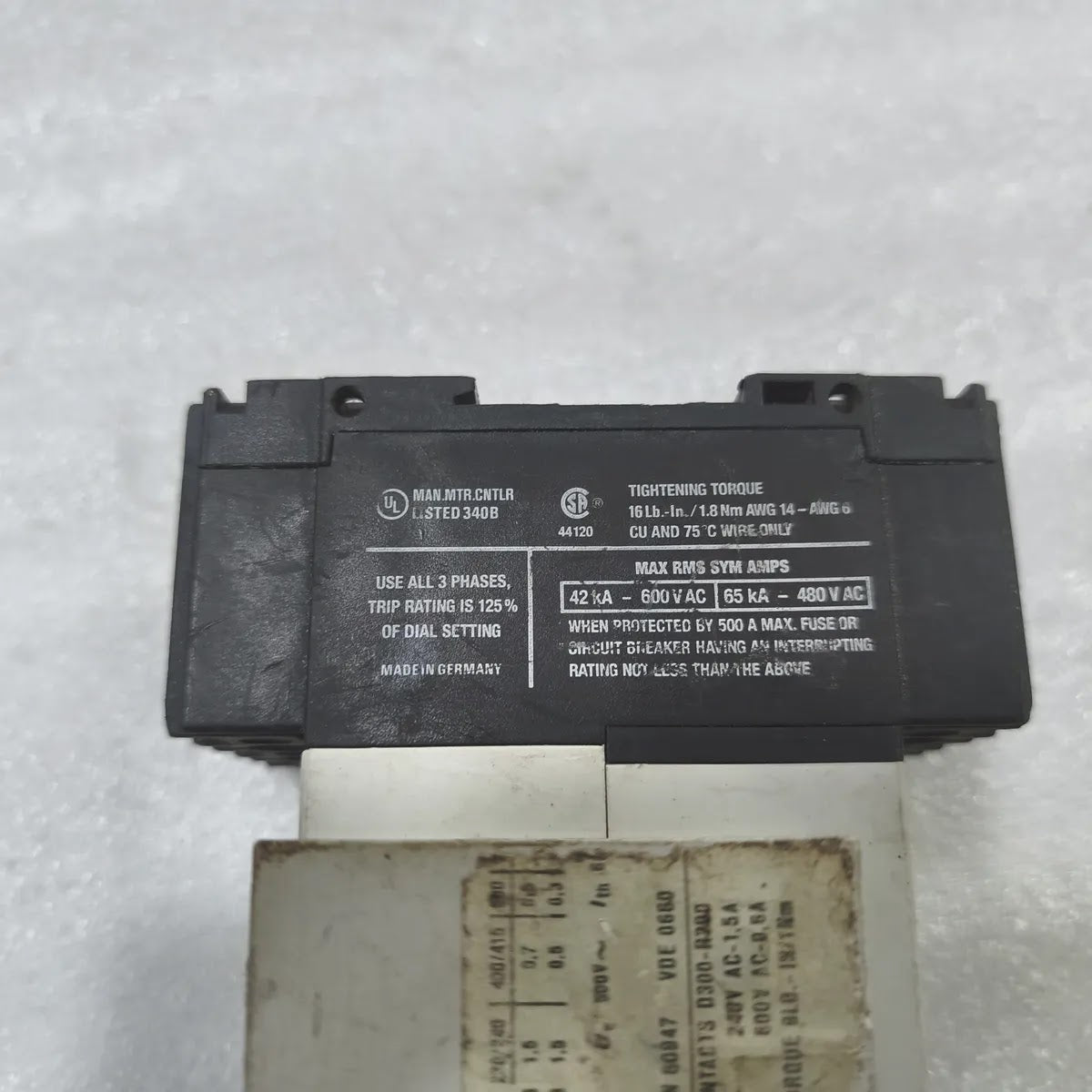 Moeller ZMR-16-PKZ2 Motor Protective Circuit Breaker PKZ2 0.6-40A 600V 3-Pole