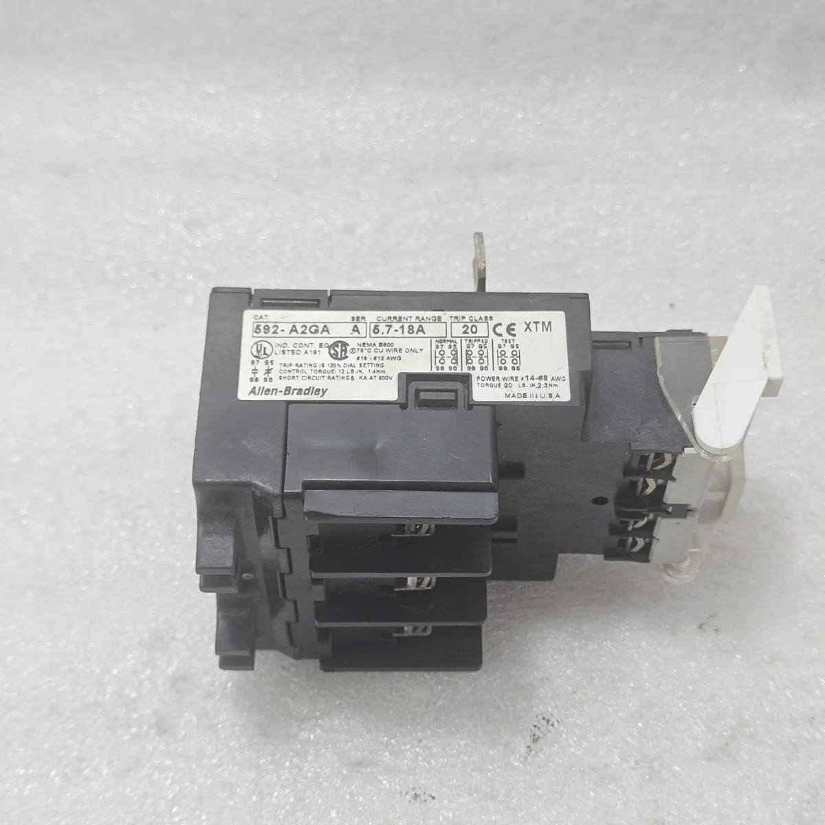 A Bradley 592-A2GA Overload Relay 5.7-18A Trip Class 20 XTM
