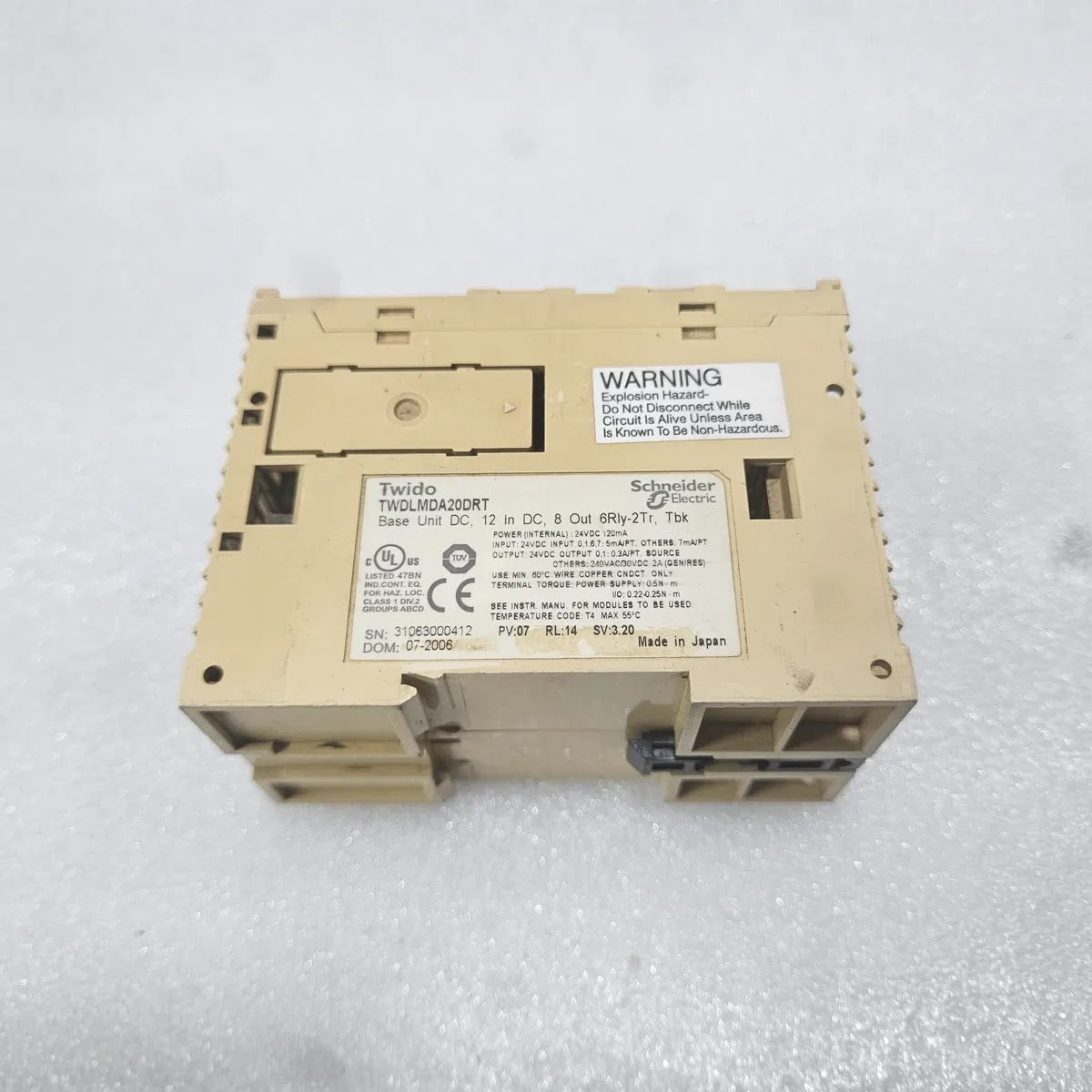 S ELECTRIC TWDLMDA20DRT Twido PLC Base Unit 12In 8Out 24VDC
