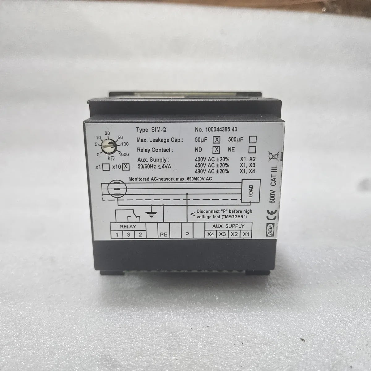 DEIF SIM-Q 100044385.40 Insulation Monitor 690V 600V CAT III