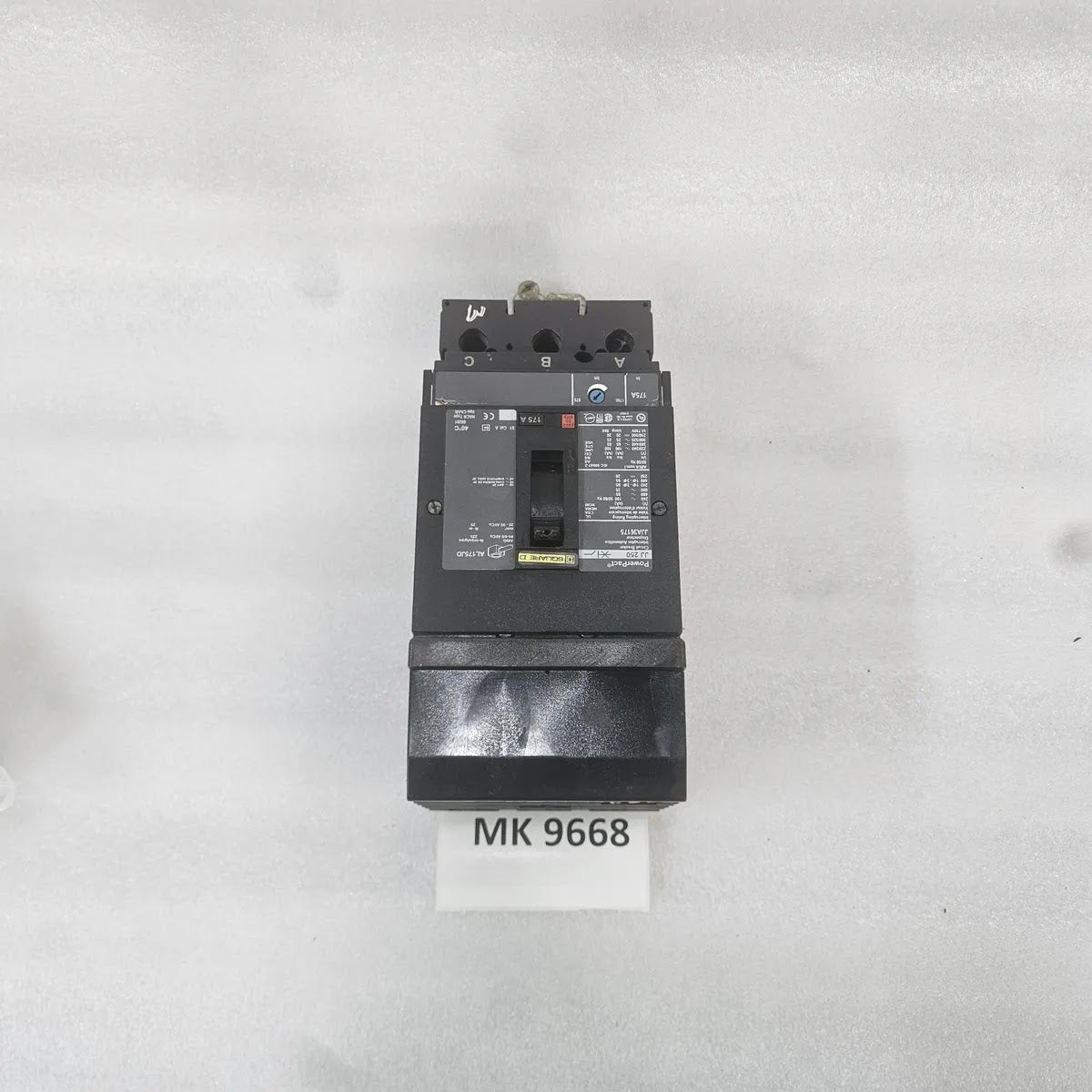 Square D JJA36175 PowerPact 175A 600V 3P MCCB J Frame