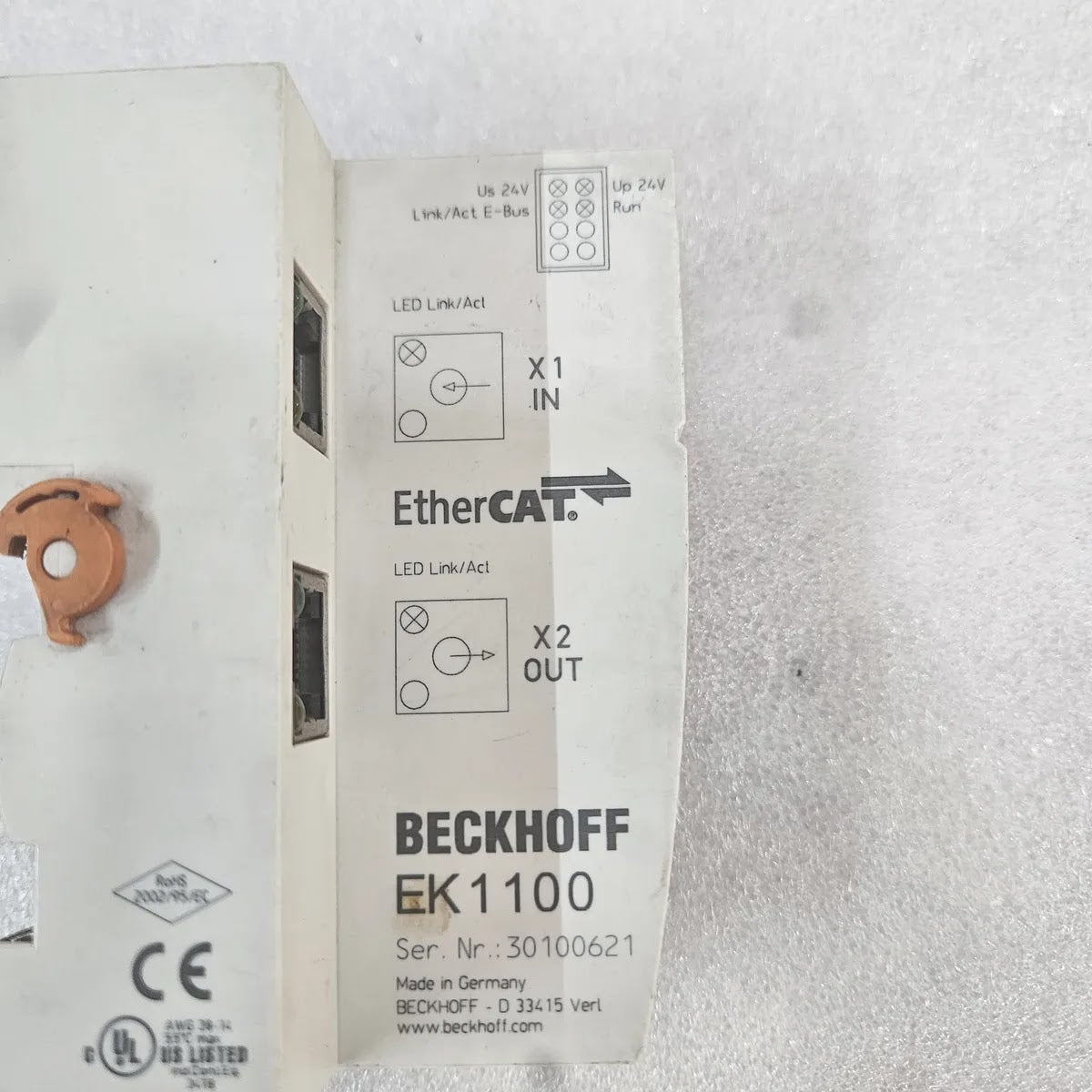Beckhoff EK1100 EtherCAT Coupler 24V DIN Rail - FOR PARTS