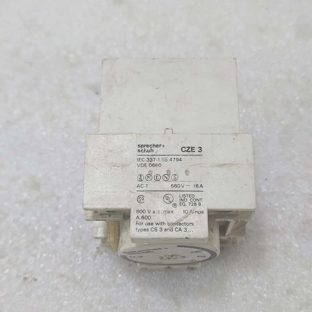 Sprecher+Schuh CZE 3 Timer Block 660V 16A 1NO 1NC CS3 CA3