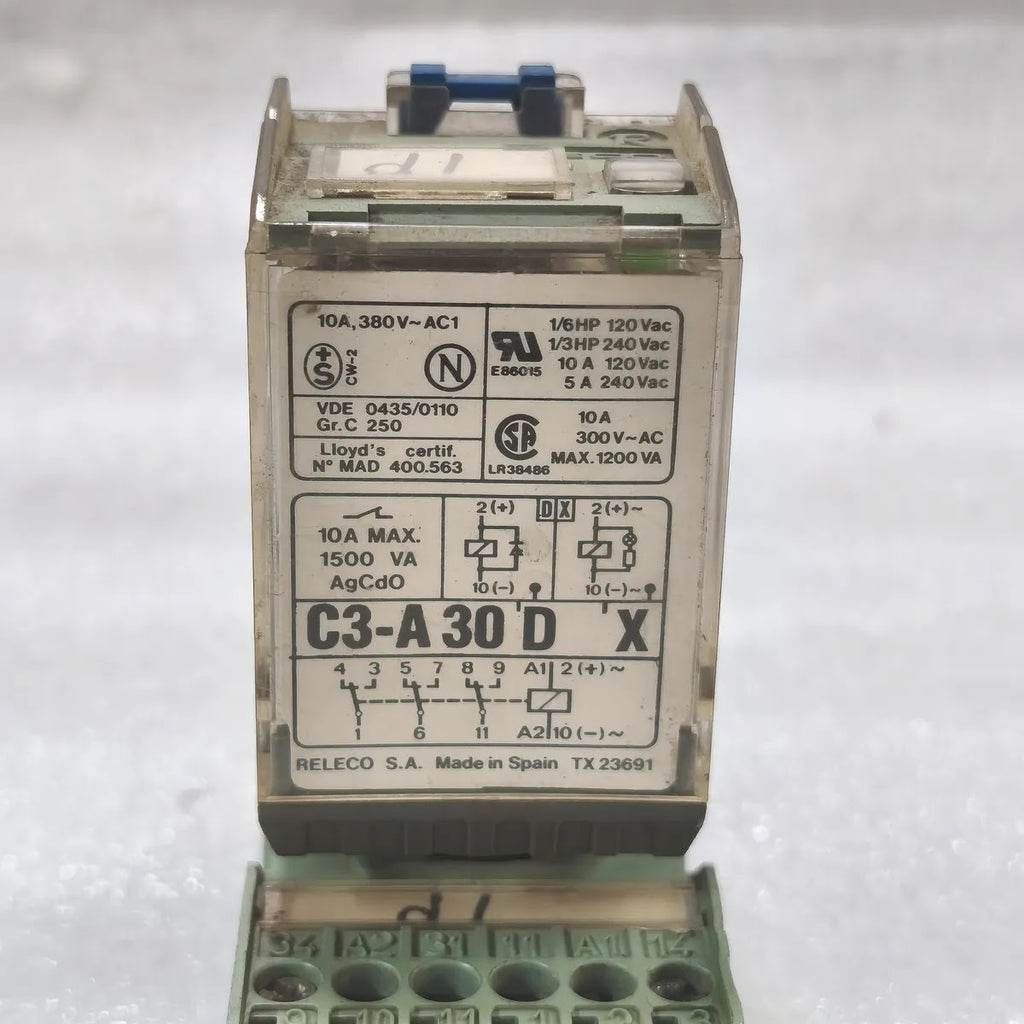 Releco C3-A 30 D X Relay 10A 380V AC1 300V AC with Socket Base