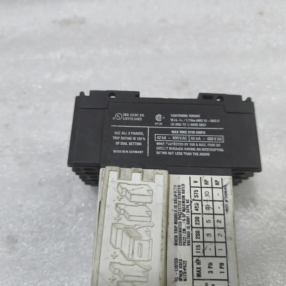 Moeller ZM-16-PKZ2 PKZ 2 Motor Breaker Trip Module 0.6-40A 600V AC 3-Phase