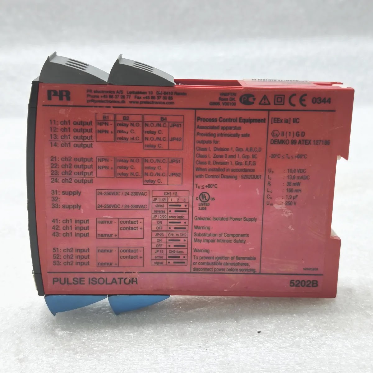 PR ELECTRONICS 5202B2 NAMUR Pulse Isolator 2-Channel 24-230VAC