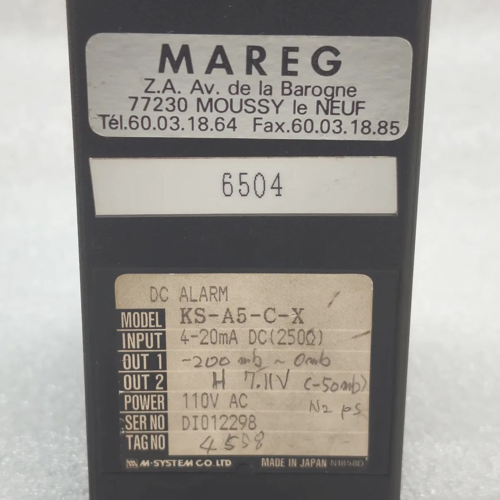 M-SYSTEM KS-A5-C-X K-UNIT DC Alarm Signal Conditioner 4-20mA 110V AC