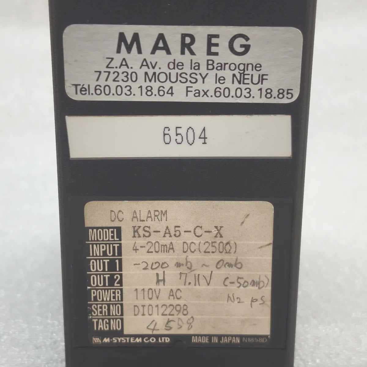 M-SYSTEM KS-A5-C-X K-UNIT DC Alarm Signal Conditioner 4-20mA 110V AC