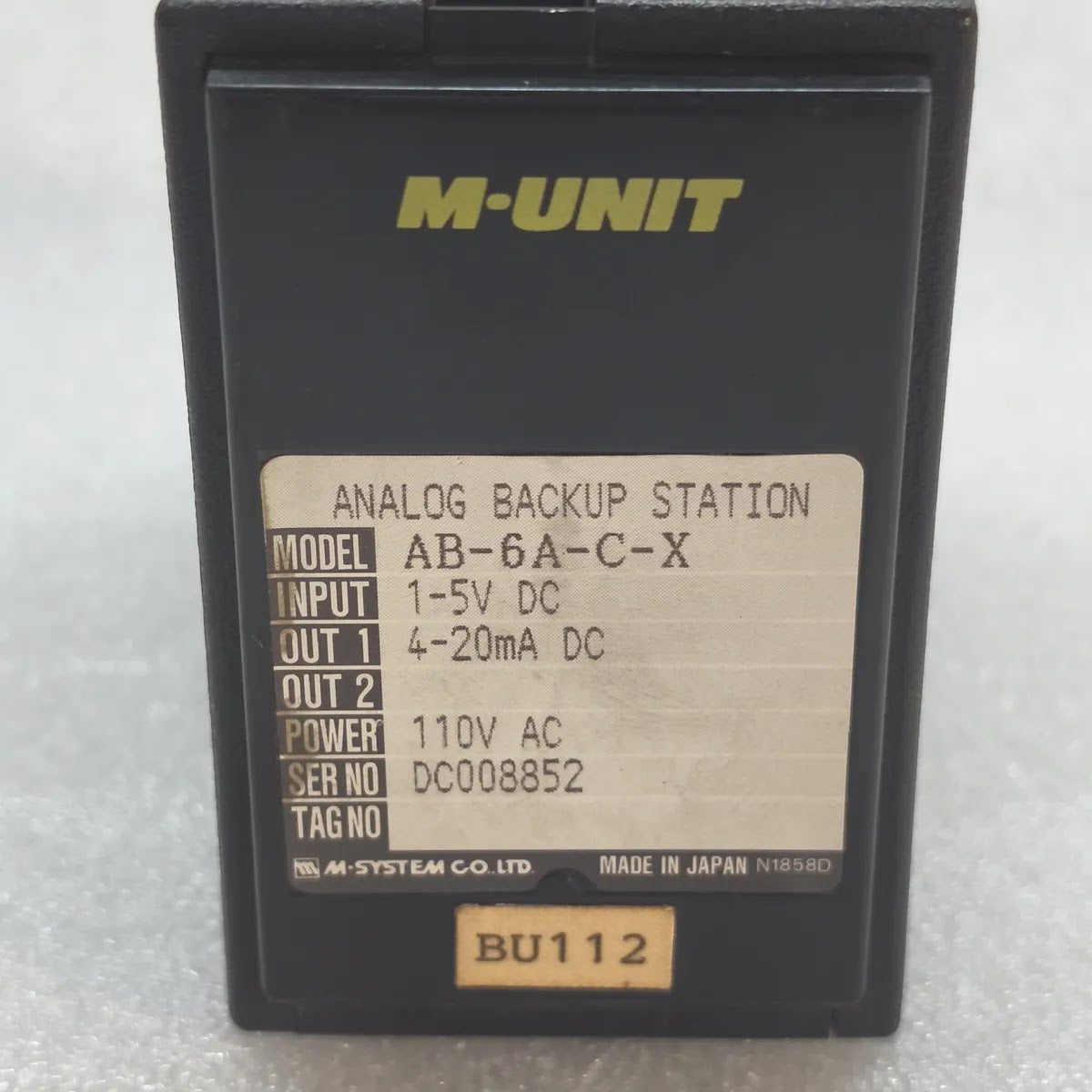 M-SYSTEM AB-6A-C-X Analog Backup Station 1-5V DC 4-20mA 110V AC