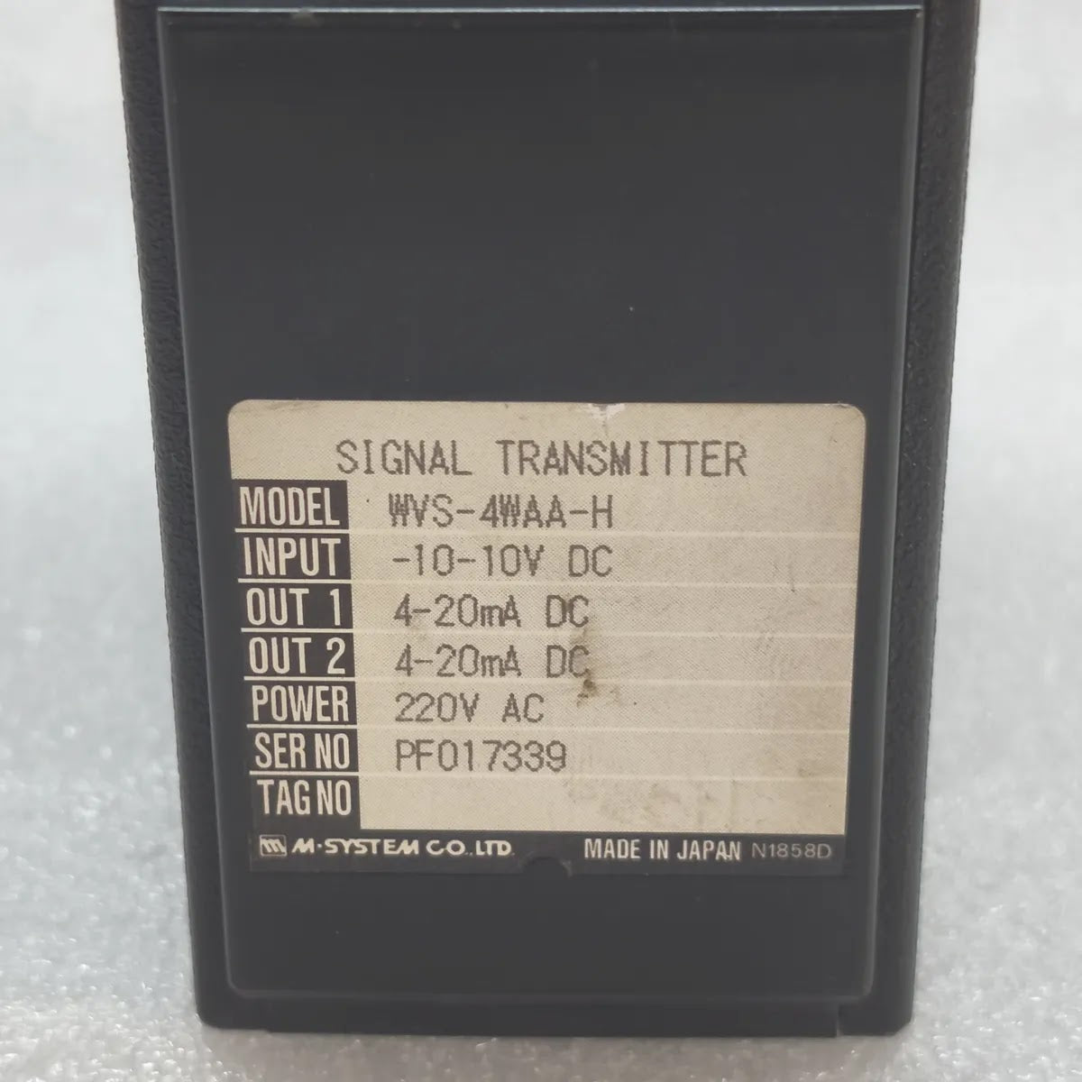 M-SYSTEM WVS-4WAA-H Signal Transmitter -10-10V DC to 4-20mA 220V AC