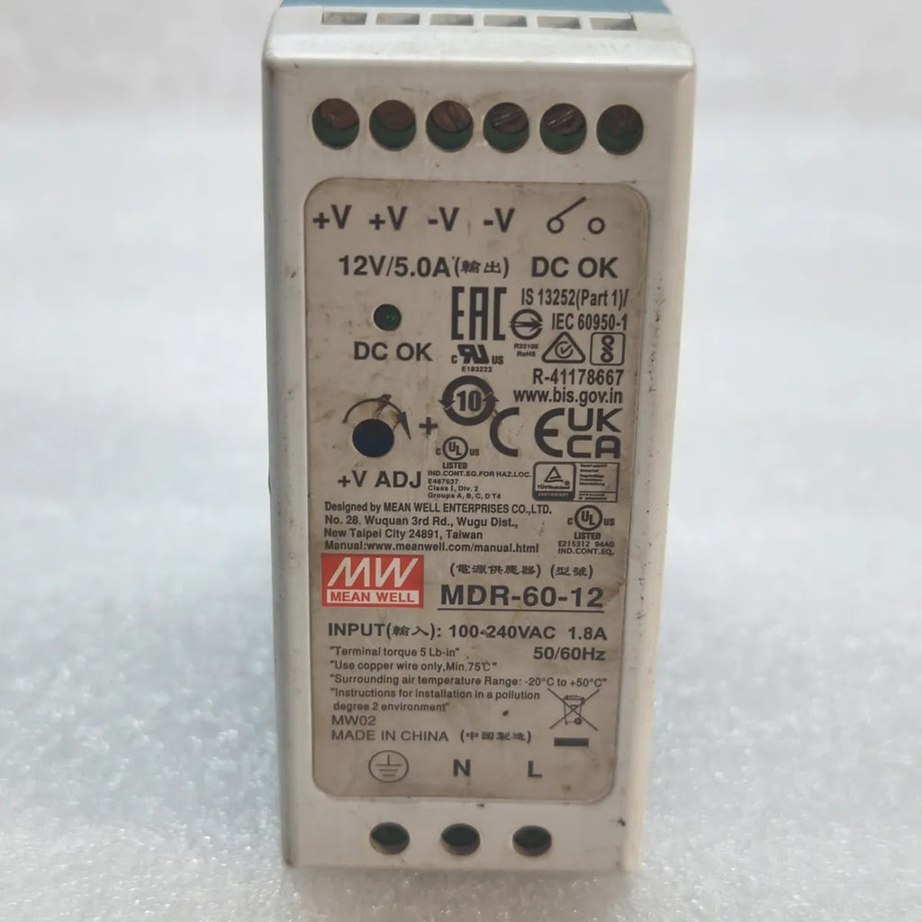 MEAN WELL MDR-60-12 DIN Rail Power Supply 12V 5A 60W FOR PARTS