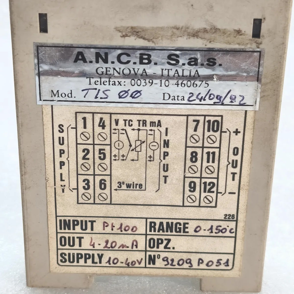 A.N.C.B. TIS 00 Pt100 Temperature Transmitter 4-20mA 0-150°C