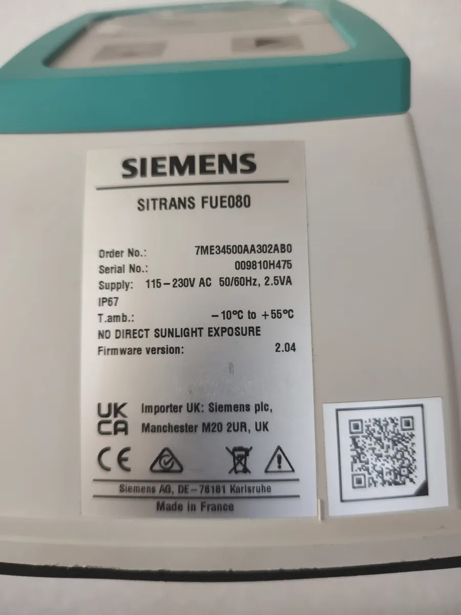 SIEMENS 7ME3450-0AA30-2AB0 SITRANS FUE080 Ultrasonic Flow Transmitter 115-230V