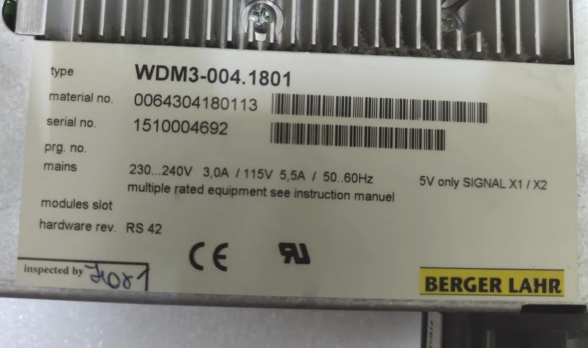 BERGER LAHR WDM3-004.1801 2-Axis Stepper Motor Drive 230-240V 3A