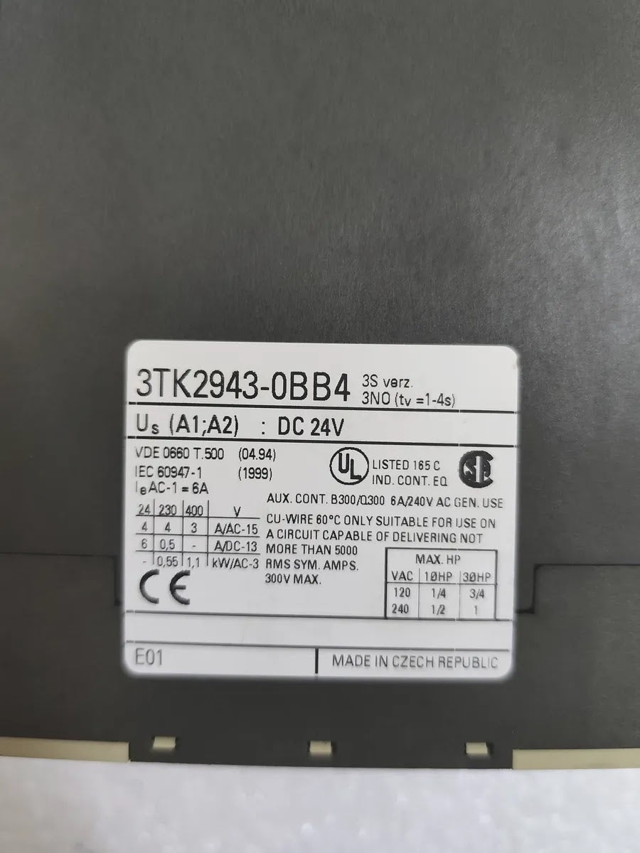SIEMENS 3TK2943-0BB4 Safety Relay Delay Module 3NO 24VDC