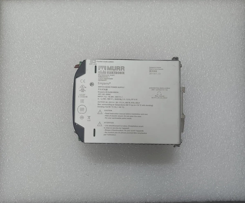 MURR ELEKTRONIK 85692 Emparro 20-3x360-500/24 Power Supply 24V 20A