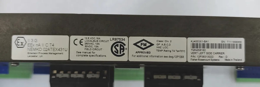 EMERSON KJ4003X1-BA1 VerticalPLUS Left I/O Carrier 8-Wide 12.6VDC 15A