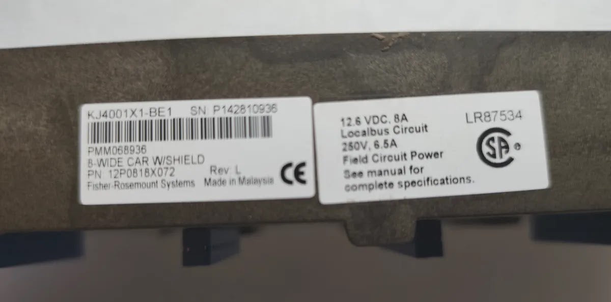 EMERSON KJ4001X1-BE1 DeltaV 8-Wide I/O Carrier 12.6VDC 8A
