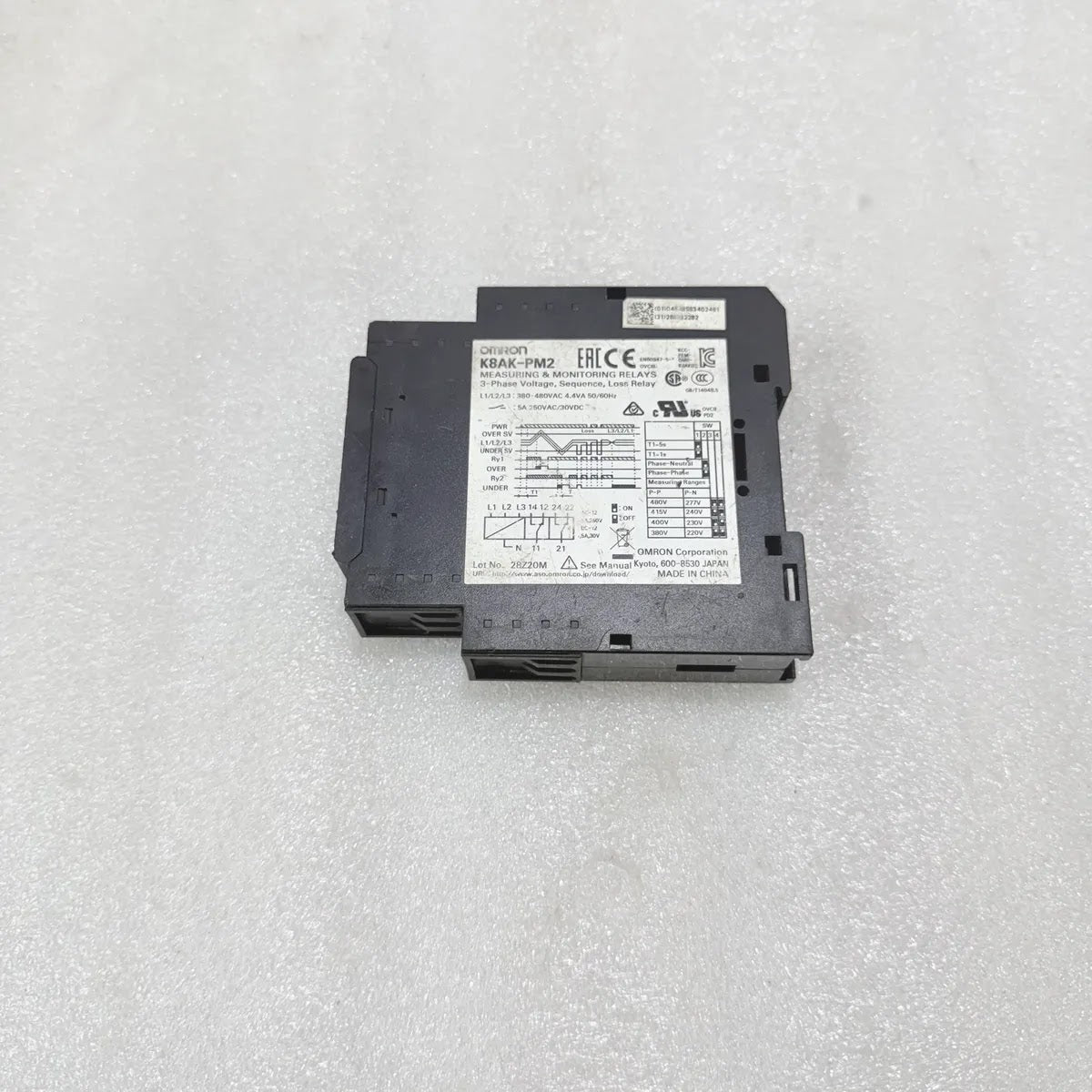 Omron K8AK-PM2 3-Phase Voltage Phase Loss Monitoring Relay Pre-Owned