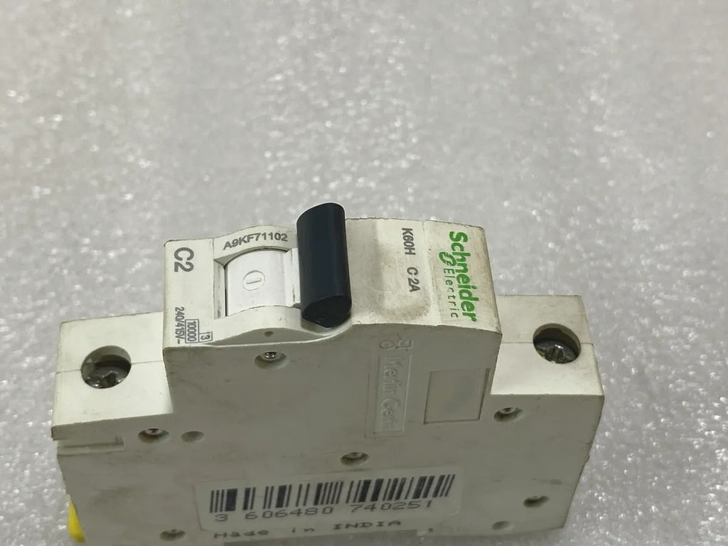S Electric A9KF71102 K60H C2 1 Pole MCB 2A 240-415V 10kA Acti9 Pre-Owned