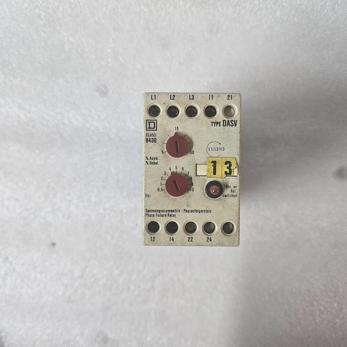 Square D DASV Class 8430 Phase Failure Relay L1/L2/L3 For Parts - FOR PARTS