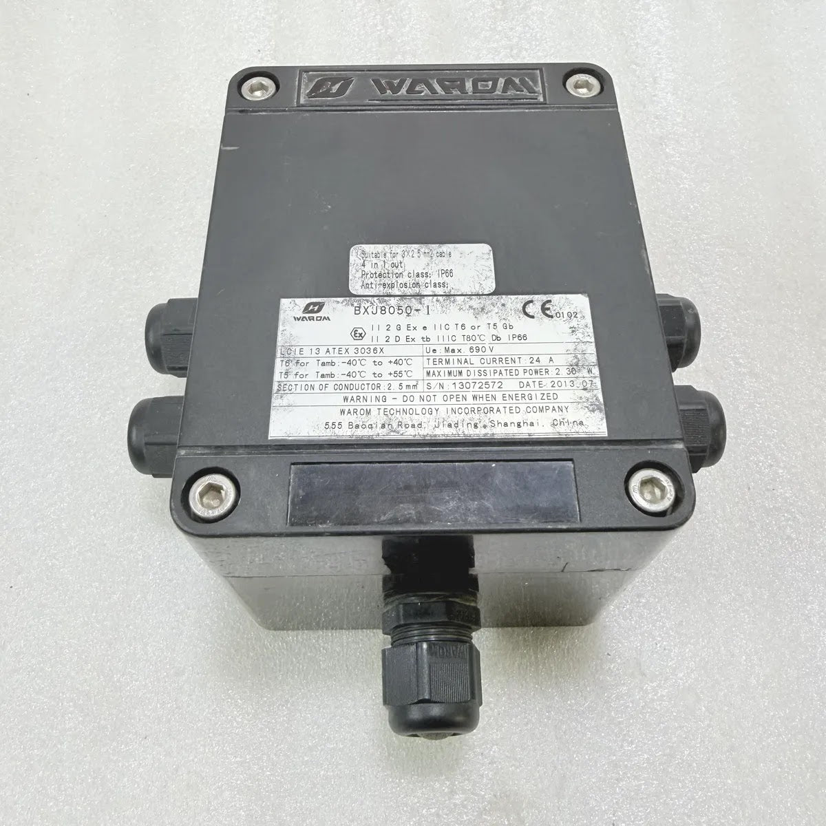 WAROM BXJ8050-1 Ex Junction Box ATEX IP66 690V Pre-Owned